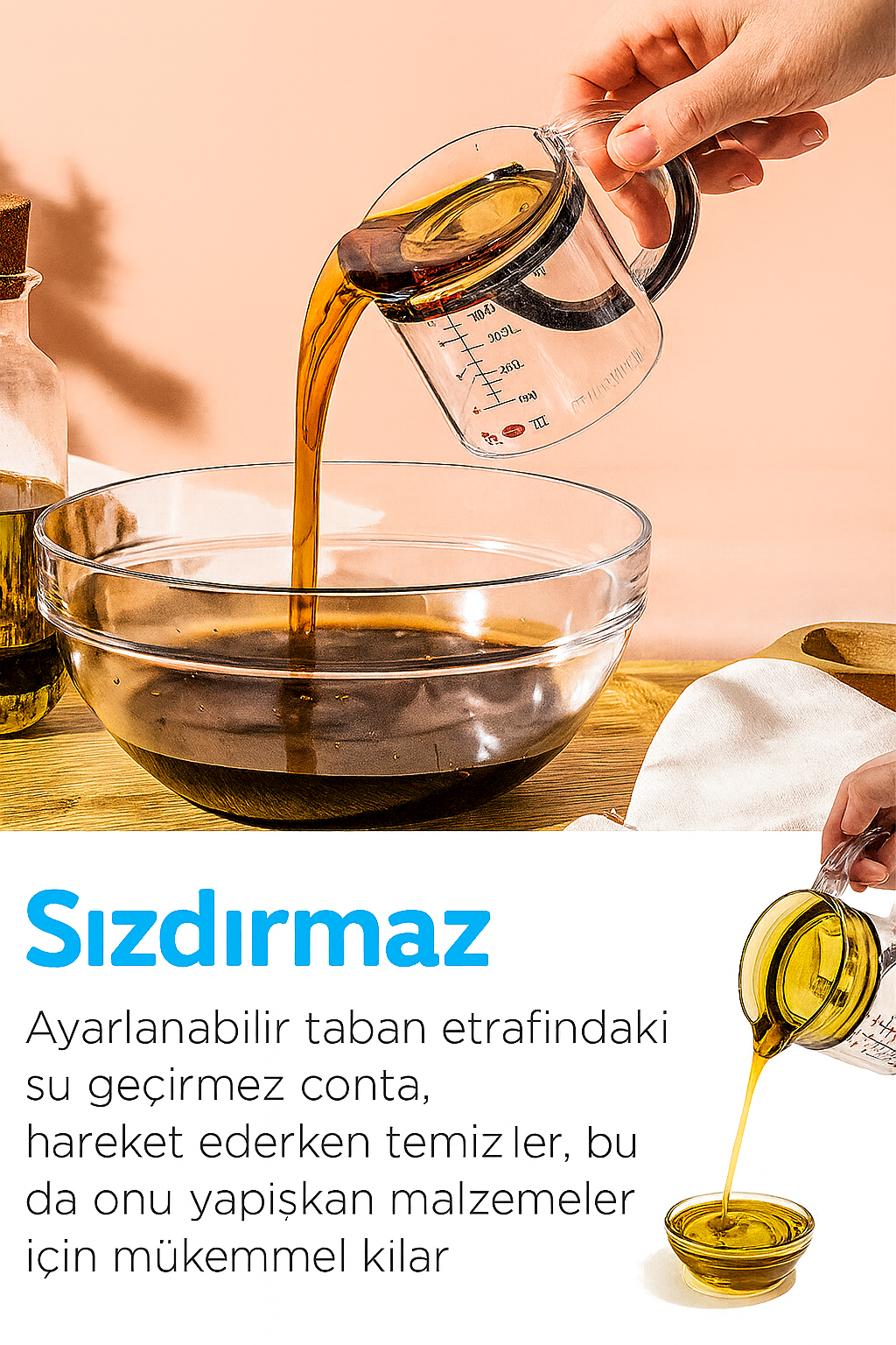 Ayarlanabilir Ölçü Kabı, 4'ü 1 Arada Çok İşlevli Ölçüm Kabı