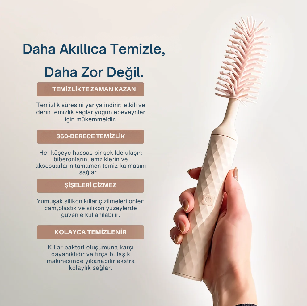 360° Elektrikli Silikon Biberon Fırçası,Bardak Temizleme Fırçası,Mutfak Temizleme Fırçaları