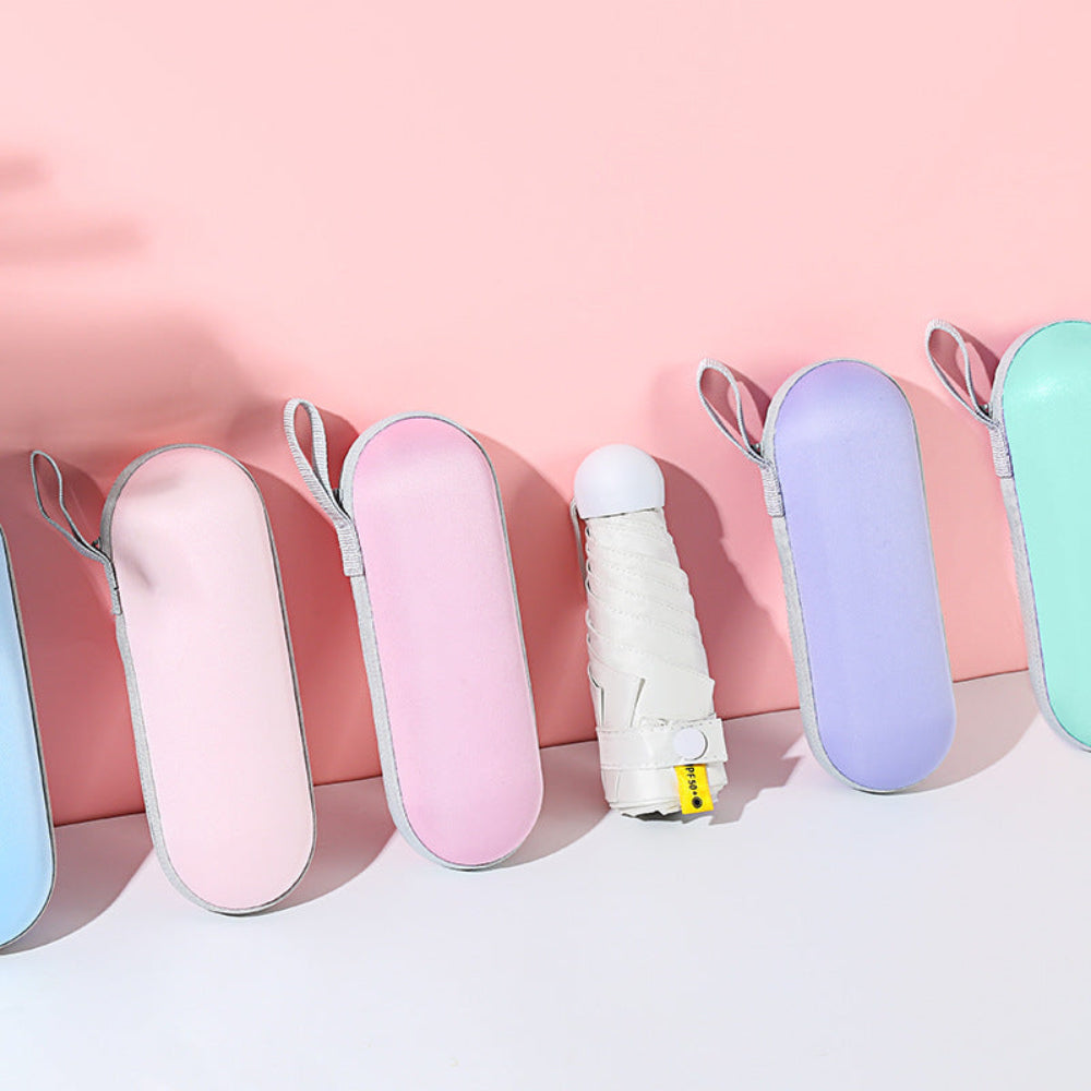 Mini Cebe Sığan Kapsül Günlük Güneşlik Şemsiye, Taşınabilir Seyahat Şemsiyesi, Mini Şemsiye